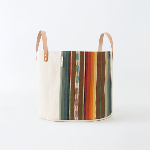 Medium Natural Canvas Bucket Basket | Orange