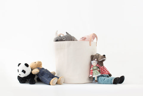 Large Minimalist Canvas Bucket Basket | Natural