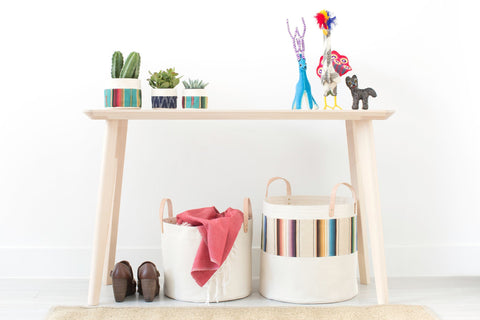 Large Minimalist Canvas Bucket Basket | Natural