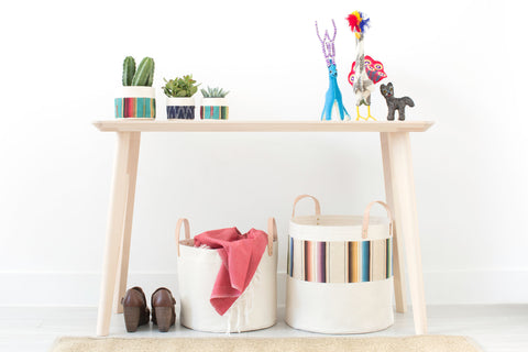 Large Minimalist Canvas Bucket Basket | Natural (second quality)