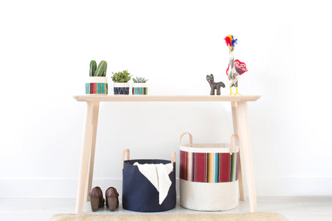 Large Minimalist Canvas Bucket Basket | Midnight