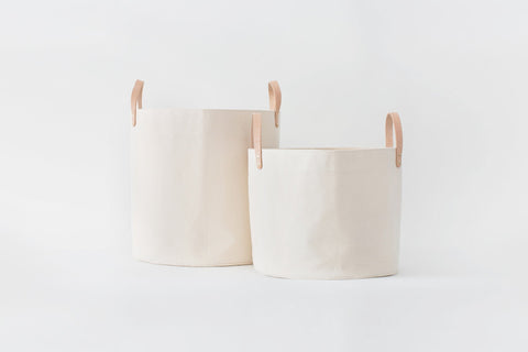 Large Minimalist Canvas Bucket Basket | Natural