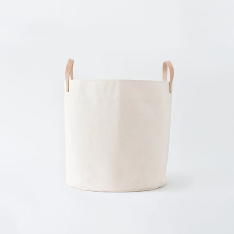 Large Minimalist Canvas Bucket Basket | Natural
