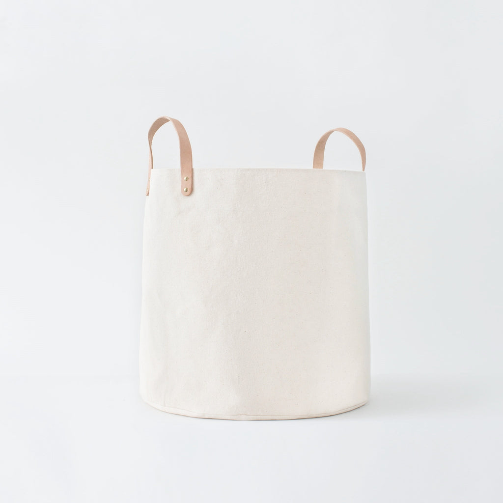 Large Minimalist Canvas Bucket Basket | Natural (second quality)