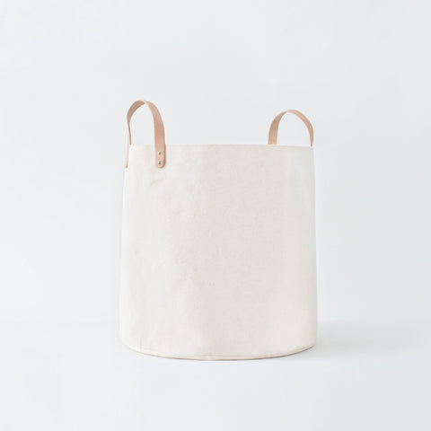 Large Minimalist Canvas Bucket Basket | Natural