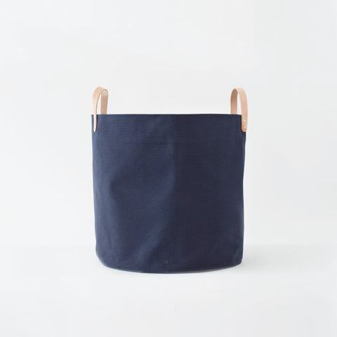 Large Minimalist Canvas Bucket Basket | Midnight