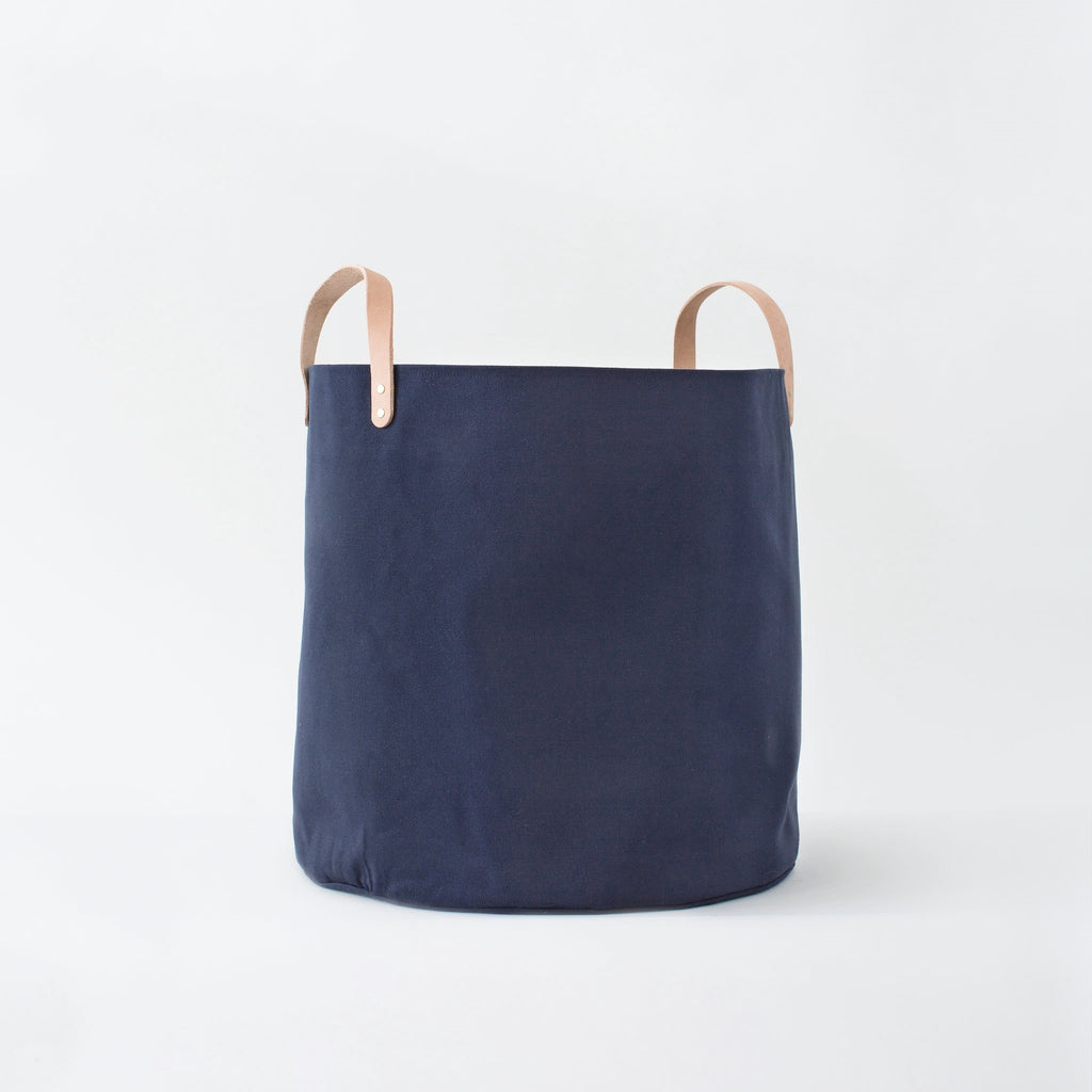 Large Minimalist Canvas Bucket Basket | Midnight
