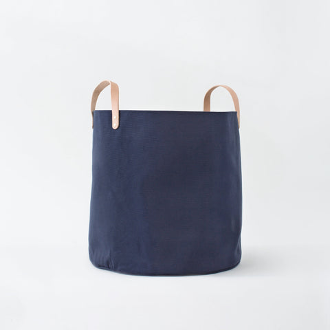 Large Minimalist Canvas Bucket Basket | Midnight