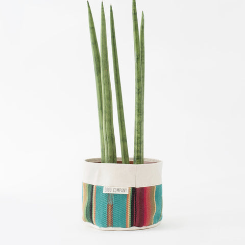 Medium Natural Canvas Sitting Planter | Turquoise