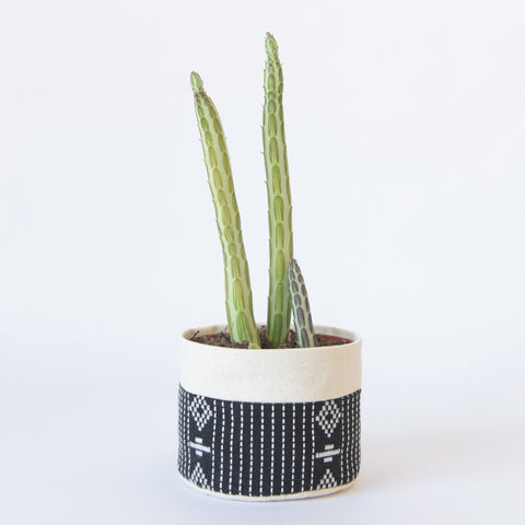 Small Natural Canvas Sitting Planter  |  Black