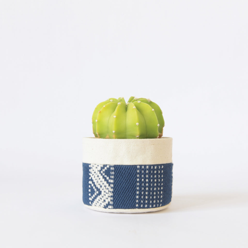 Small Natural Canvas Sitting Planter  |  Indigo