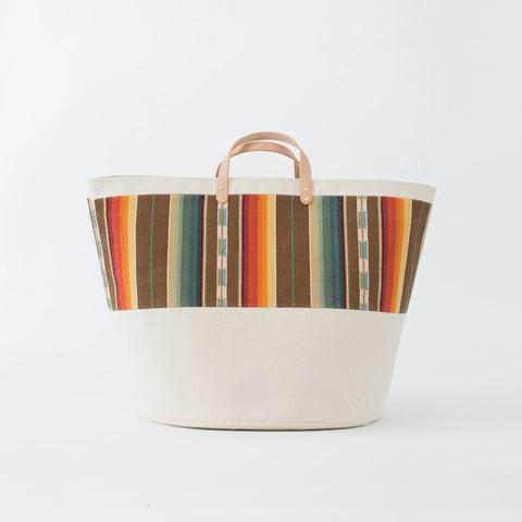 Large Natural Canvas Bucket Basket | Orange