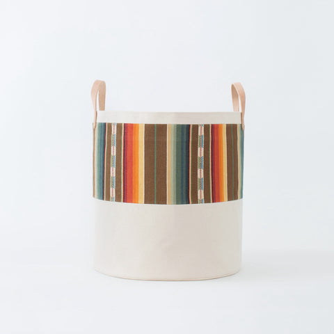Large Natural Canvas Bucket Basket | Orange