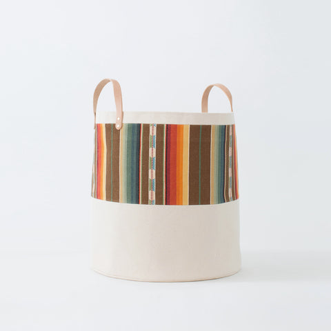 Large Natural Canvas Bucket Basket | Orange