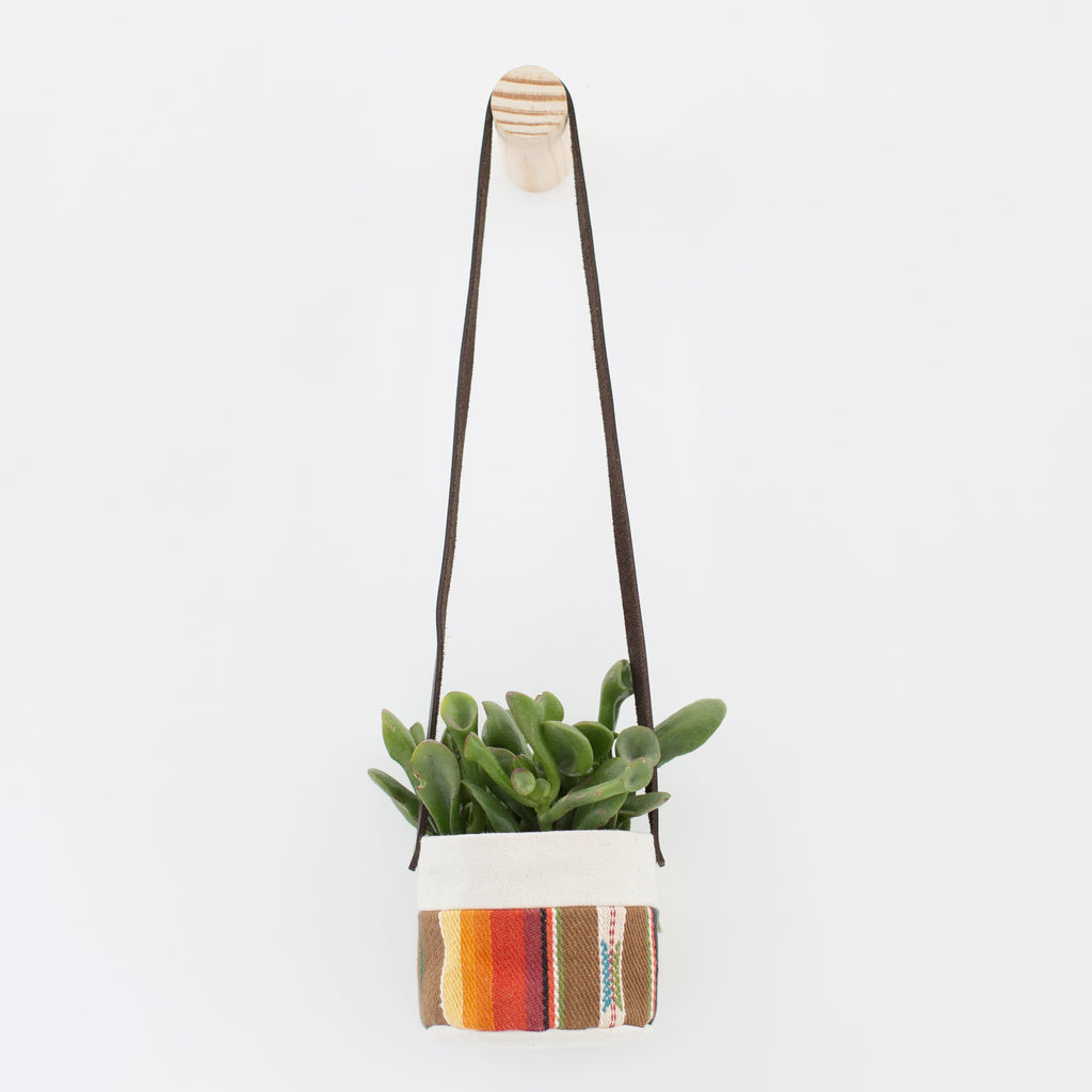 Small Natural Canvas Hanging Planter  |  Orange
