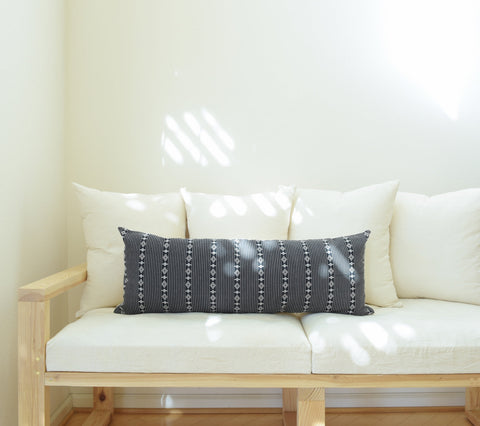 Natural Canvas Lumbar Pillow | White