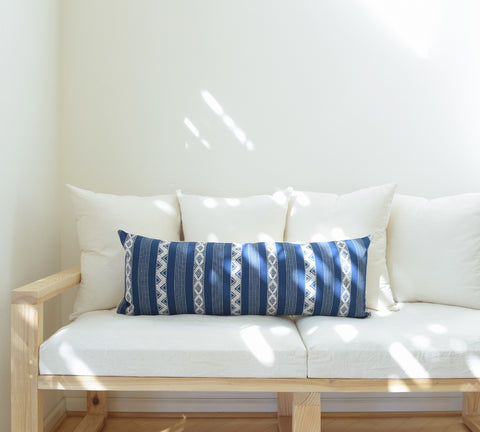 Natural Canvas Lumbar Pillow | Indigo