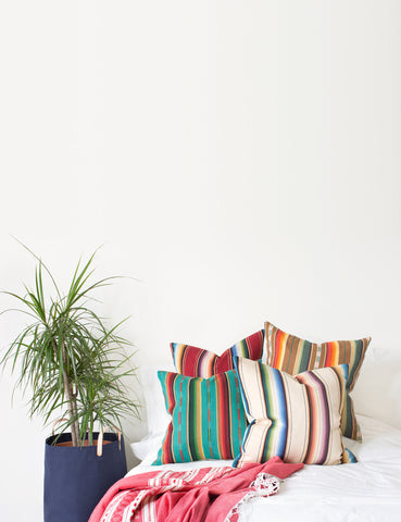 Natural Canvas Throw Pillow | Turquoise