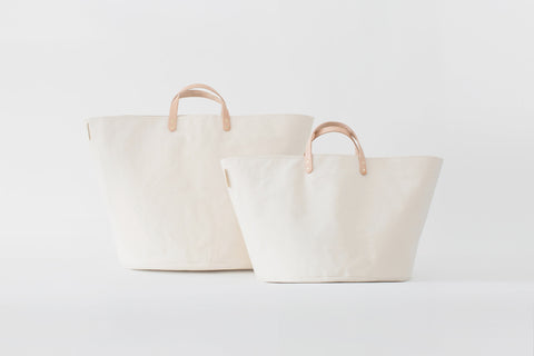 Large Natural Canvas Bucket Basket | Indigo