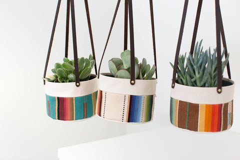 Medium Natural Canvas Hanging Planter | Indigo