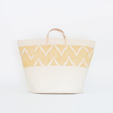 Large Natural Canvas Bucket Basket | Marigold Ikat