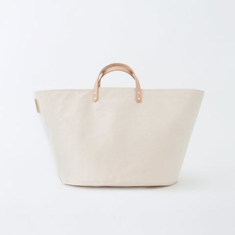 Medium Minimalist Canvas Bucket Basket | Natural