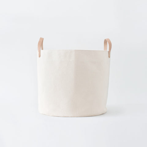 Medium Minimalist Canvas Bucket Basket | Natural