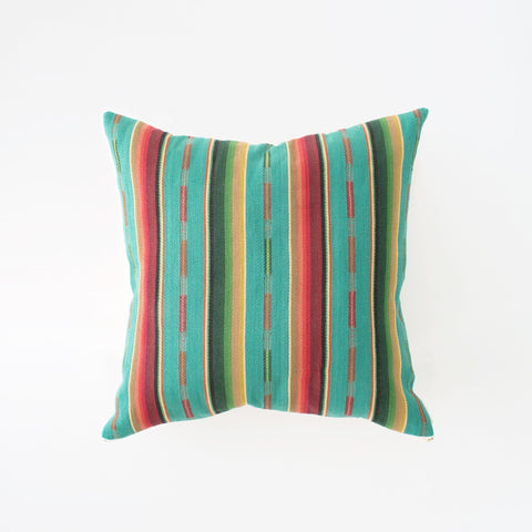 Natural Canvas Throw Pillow | Turquoise