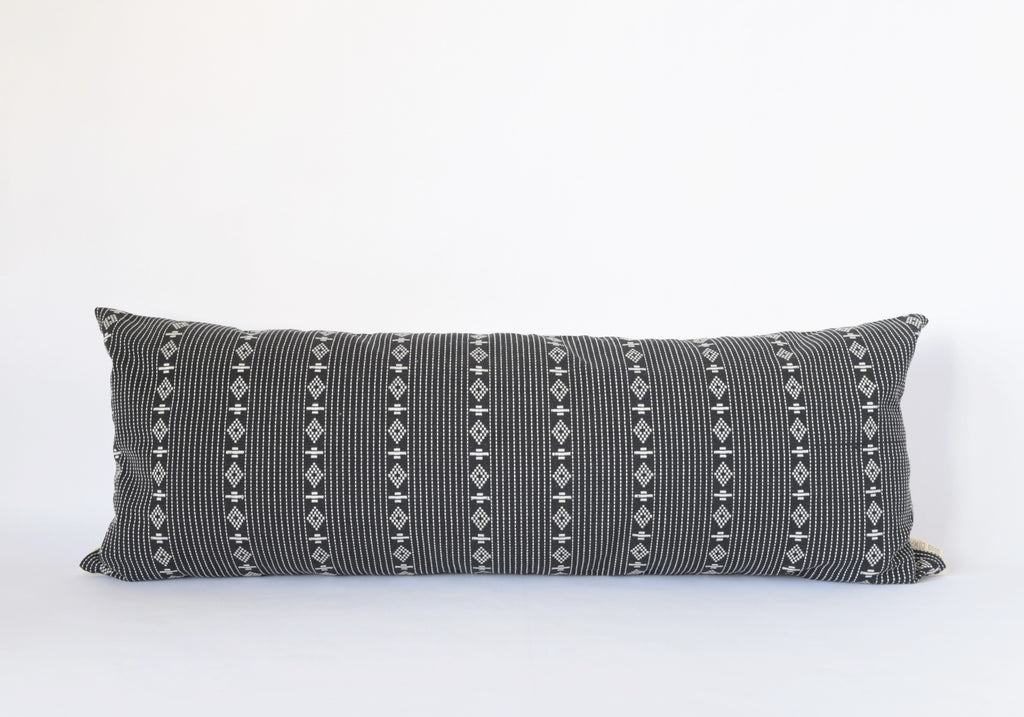 Natural Canvas Lumbar Pillow | Black