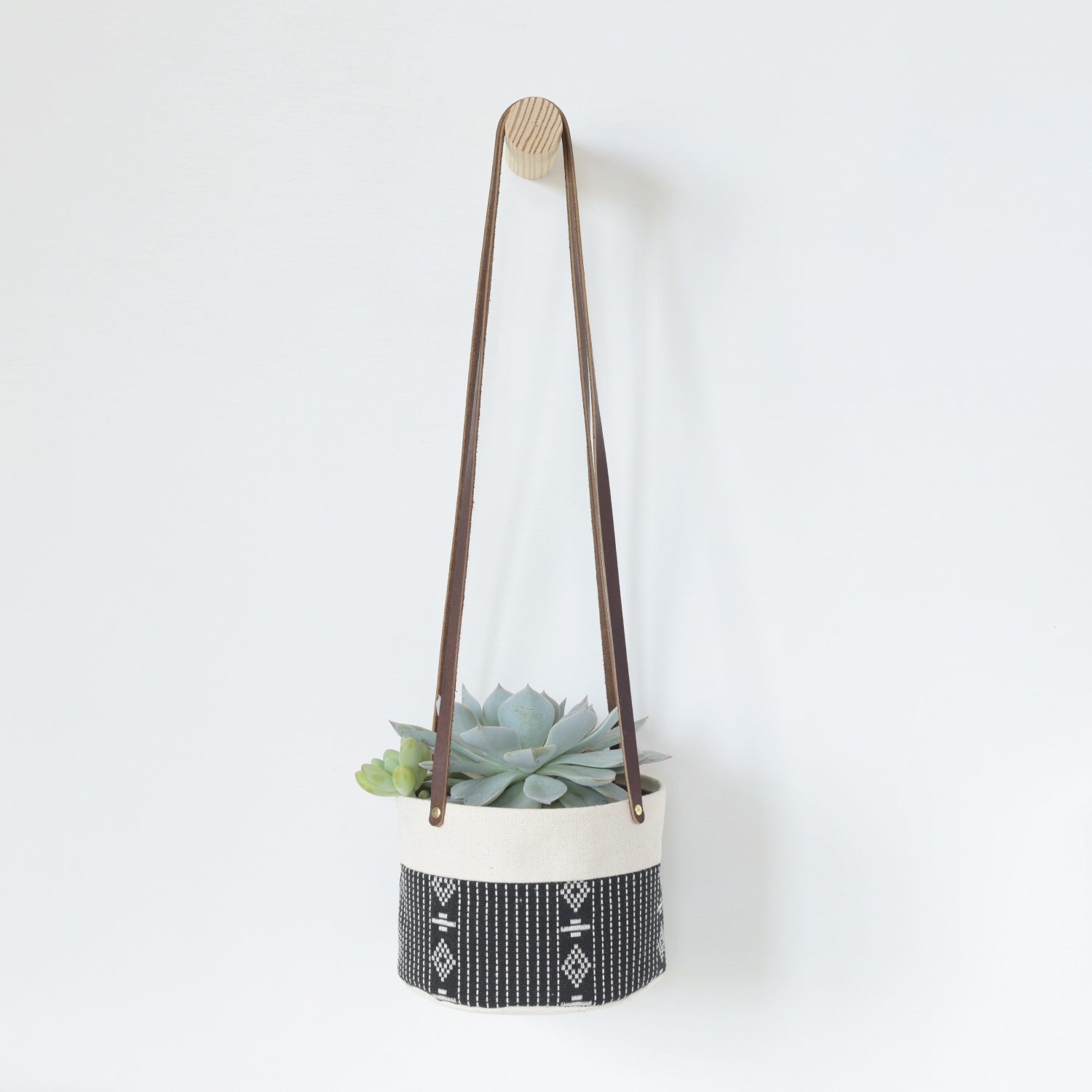 fabric hanging plant holder Canvas Fabric Hanging Planter with Plastic Pot + Saucer