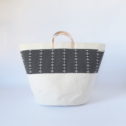 Large Natural Canvas Bucket Basket | Black