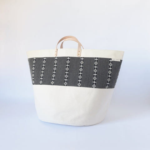 Large Natural Canvas Bucket Basket | Black