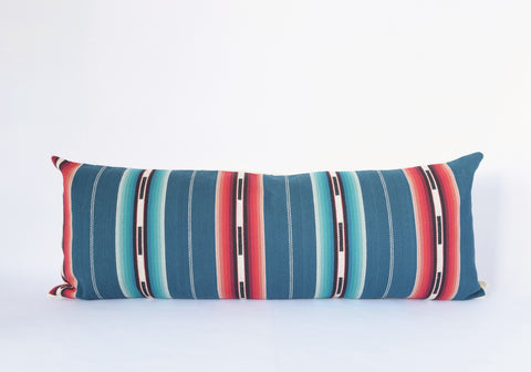 Natural Canvas Lumbar Pillow | Blue Stripe