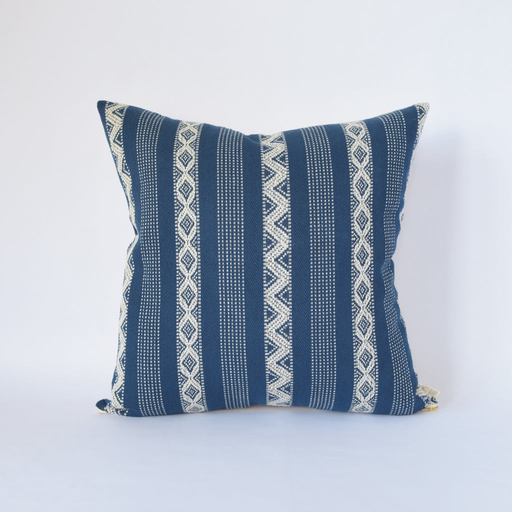 Natural Canvas Throw Pillow Indigo