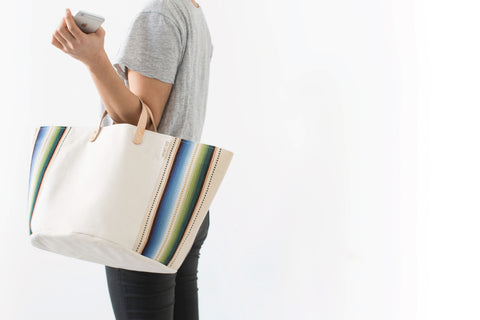 Medium Minimalist Canvas Bucket Basket | Natural