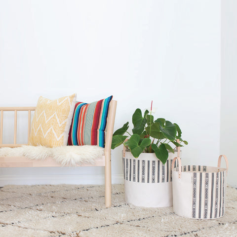 Natural Canvas Throw Pillow | Red + Blue