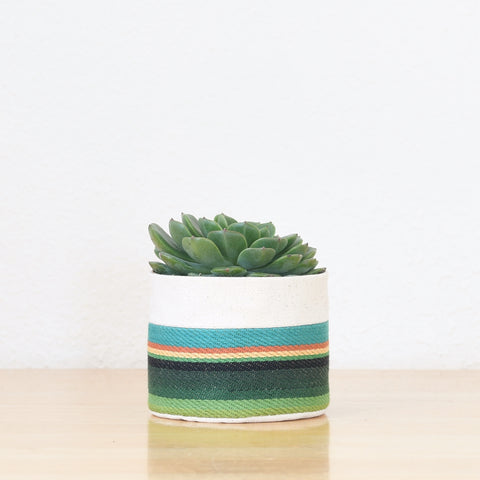 Small Natural Canvas Sitting Planter  |  Turquoise 02